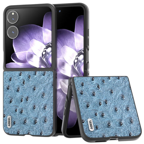 ABEEL For Xiaomi Mix Flip 5G Case Genuine Cow Leather+PC Ostrich Texture Phone Cover