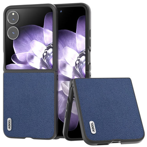 ABEEL For Xiaomi Mix Flip 5G Case Genuine Cow Leather Coated Hard PC Folding Phone Cover