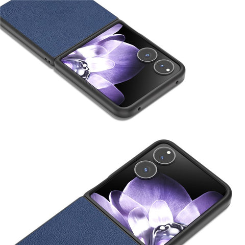 ABEEL For Xiaomi Mix Flip 5G Case Genuine Cow Leather Coated Hard PC Folding Phone Cover