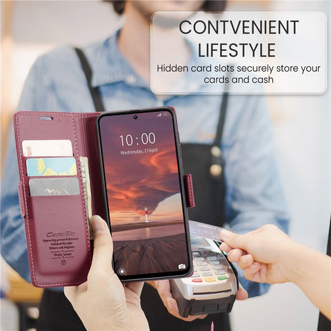 CASEME 023 Series For Xiaomi Redmi 13 5G  /  13 4G  /  Note 13R 5G Case RFID Blocking Glossy Stand Phone Cover