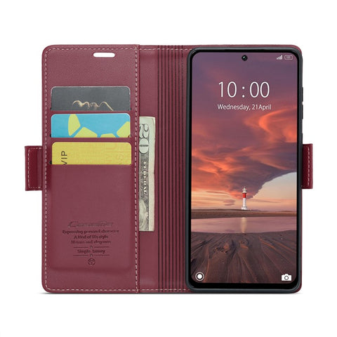 CASEME 023 Series For Xiaomi Redmi 13 5G  /  13 4G  /  Note 13R 5G Case RFID Blocking Glossy Stand Phone Cover