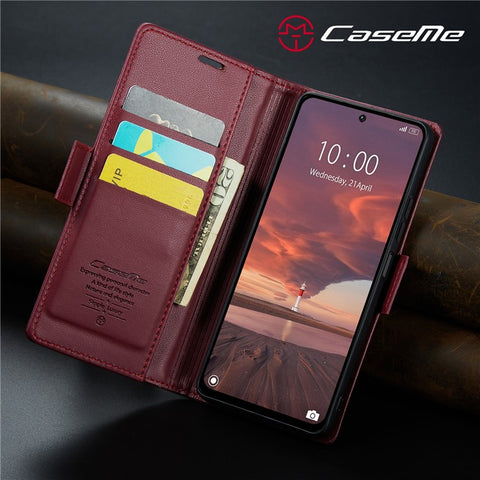 CASEME 023 Series For Xiaomi Redmi 13 5G  /  13 4G  /  Note 13R 5G Case RFID Blocking Glossy Stand Phone Cover