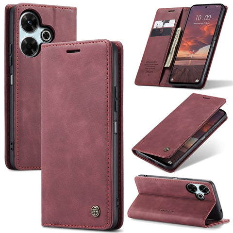 CASEME 013 Series For Xiaomi Redmi 13 5G  /  13 4G  /  Redmi Note 13R 5G Case Card Holder Stand Leather Phone Cover