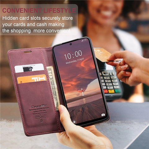 CASEME 013 Series For Xiaomi Redmi 13 5G  /  13 4G  /  Redmi Note 13R 5G Case Card Holder Stand Leather Phone Cover