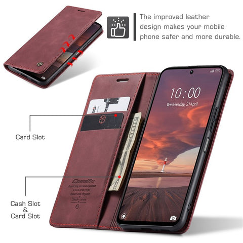 CASEME 013 Series For Xiaomi Redmi 13 5G  /  13 4G  /  Redmi Note 13R 5G Case Card Holder Stand Leather Phone Cover