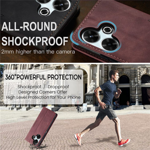 CASEME 013 Series For Xiaomi Redmi 13 5G  /  13 4G  /  Redmi Note 13R 5G Case Card Holder Stand Leather Phone Cover