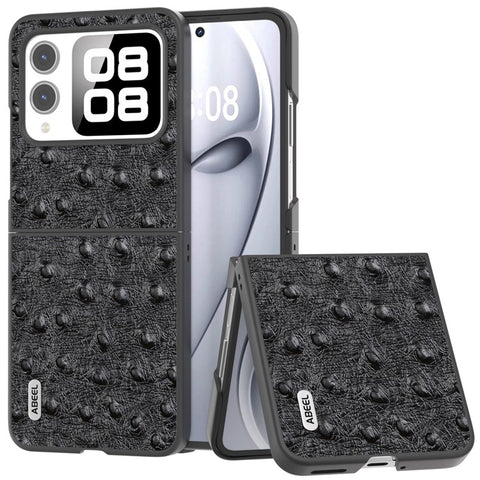 ABEEL For Huawei nova Flip 5G Case Genuine Leather Ostrich Texture Phone Cover