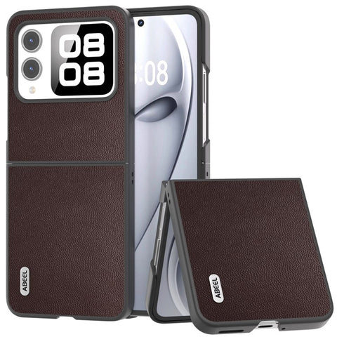 ABEEL For Huawei nova Flip 5G Case Anti-Drop Genuine Cow Leather PC Phone Cover