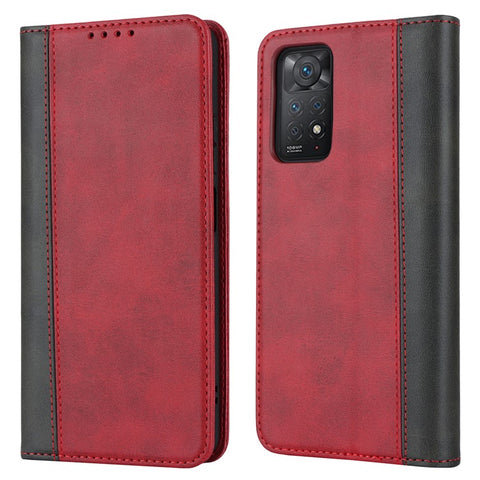 For Xiaomi Redmi Note 11 Pro Case Calf Texture 3 Card Slots Color Splicing Leather Phone Cover