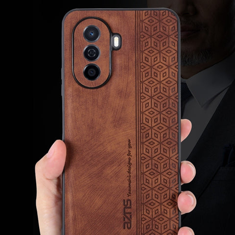 AZNS For Huawei nova Y70 4G / Y70 Plus 4G Imprinted PU Leather Coated TPU Case Anti-scratch Protective Phone Cover