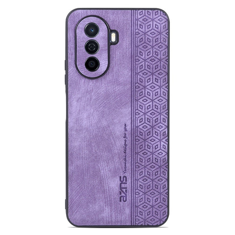 AZNS For Huawei nova Y70 4G / Y70 Plus 4G Imprinted PU Leather Coated TPU Case Anti-scratch Protective Phone Cover