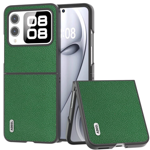 ABEEL For Huawei nova Flip 5G Case Litchi Texture Genuine Cow Leather+PC Phone Cover