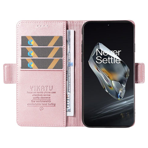 YIKATU YK-003 For OnePlus 12 5G Case Wallet Stand Leather Phone Cover Side Buckle