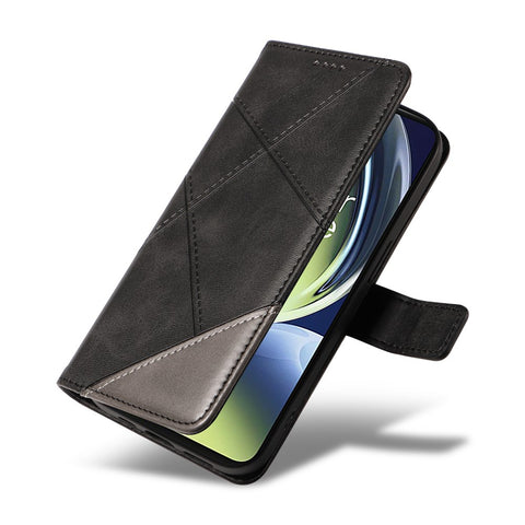 For OnePlus Nord N30 5G  /  Nord CE 3 Lite 5G Case Leather Geometric Line Wallet Phone Cover with Wrist Strap