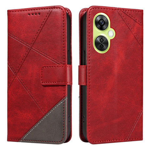 For OnePlus Nord N30 5G  /  Nord CE 3 Lite 5G Case Leather Geometric Line Wallet Phone Cover with Wrist Strap