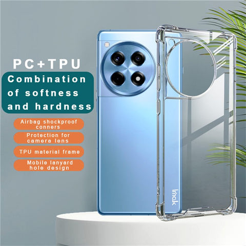 IMAK For OnePlus Ace 3 5G / 12R 5G Case PC+TPU Shockproof Clear Phone Cover