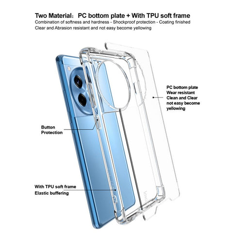 IMAK For OnePlus Ace 3 5G / 12R 5G Case PC+TPU Shockproof Clear Phone Cover