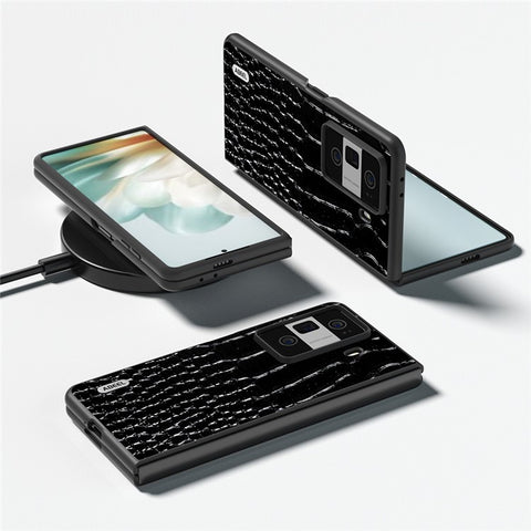 ABEEL For Honor Magic Vs3 5G Case Genuine Cow Leather Back Phone Cover Crocodile Texture