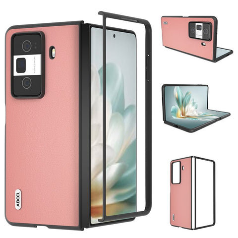 ABEEL For Honor Magic Vs3 5G Case Genuine Cow Leather Hard PC Phone Cover