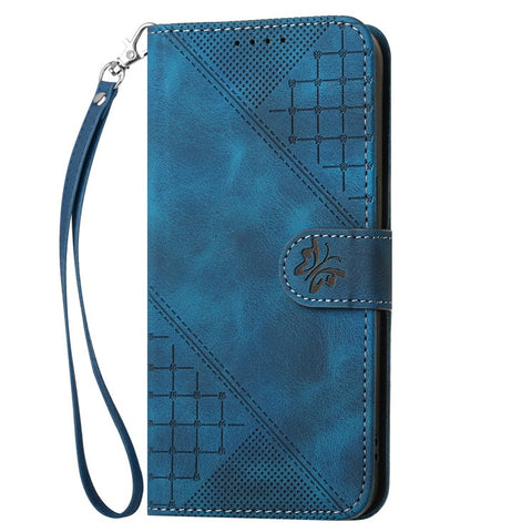 For Motorola Moto G Play 5G (2024) / Moto G 5G (2024) Leather Wallet Case Butterfly Flower Imprinted Phone Cover with Strap