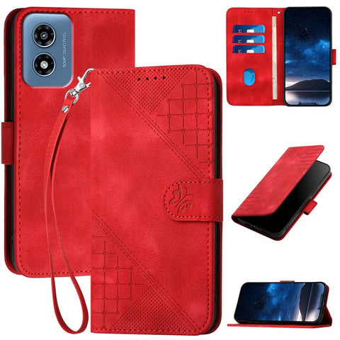 For Motorola Moto G Play 5G (2024) / Moto G 5G (2024) Leather Wallet Case Butterfly Flower Imprinted Phone Cover with Strap