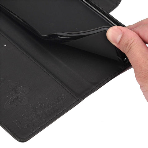 For OnePlus 10T 5G / Ace Pro 5G Big Butterflies Flower Pattern Imprinting Leather Case Magnetic Clasp Stand Wallet Cover with Strap