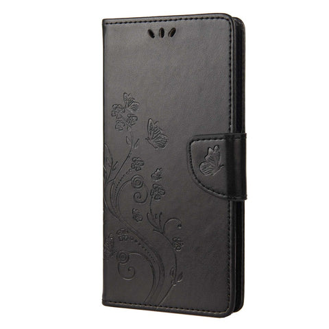 For OnePlus 10T 5G / Ace Pro 5G Wallet Stand PU Leather Imprinting Flower Butterflies Case Full Protection Inner TPU Phone Cover with Strap
