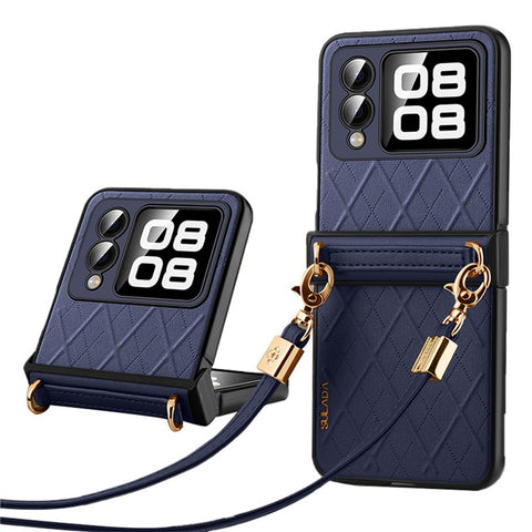 SULADA For Huawei nova Flip 5G Case Rhombus Leather+PC Phone Cover with Shoulder Strap