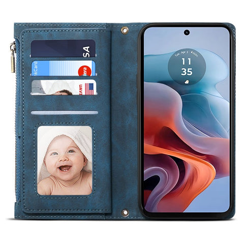 ESEBLE Star Series For Motorola Edge 50 5G Case Zipper Wallet Leather Stand Phone Cover
