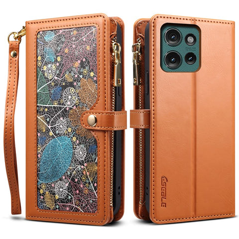 ESEBLE Galaxy Series For Motorola Edge 50 5G Case Leather Zipper Phone Cover RFID Blocking