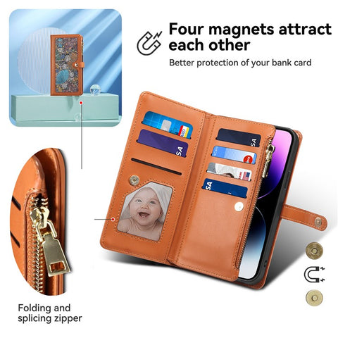 ESEBLE Galaxy Series For Motorola Edge 50 5G Case Leather Zipper Phone Cover RFID Blocking