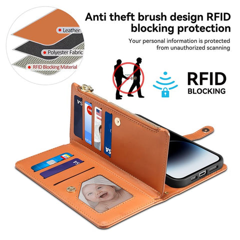 ESEBLE Galaxy Series For Motorola Edge 50 5G Case Leather Zipper Phone Cover RFID Blocking