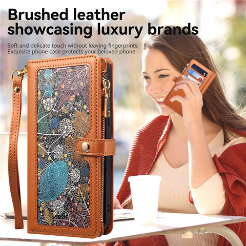 ESEBLE Galaxy Series For Motorola Edge 50 5G Case Leather Zipper Phone Cover RFID Blocking