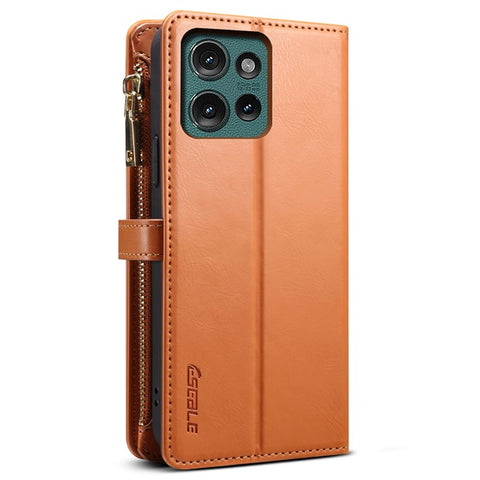 ESEBLE Galaxy Series For Motorola Edge 50 5G Case Leather Zipper Phone Cover RFID Blocking