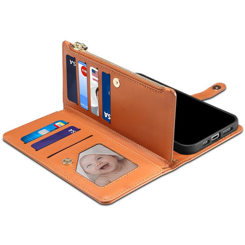 ESEBLE Galaxy Series For Motorola Edge 50 5G Case Leather Zipper Phone Cover RFID Blocking