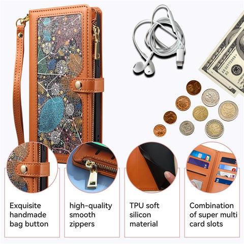 ESEBLE Galaxy Series For Motorola Edge 50 5G Case Leather Zipper Phone Cover RFID Blocking