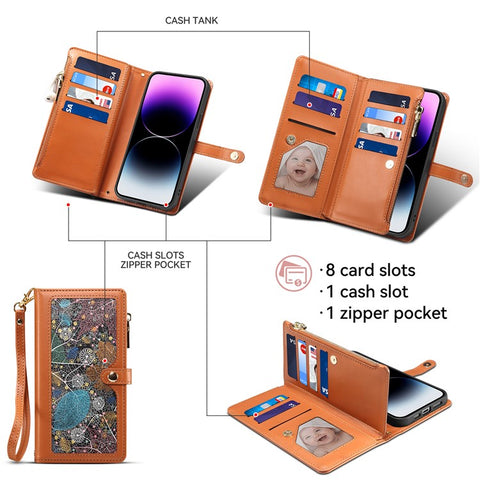 ESEBLE Galaxy Series For Motorola Edge 50 5G Case Leather Zipper Phone Cover RFID Blocking