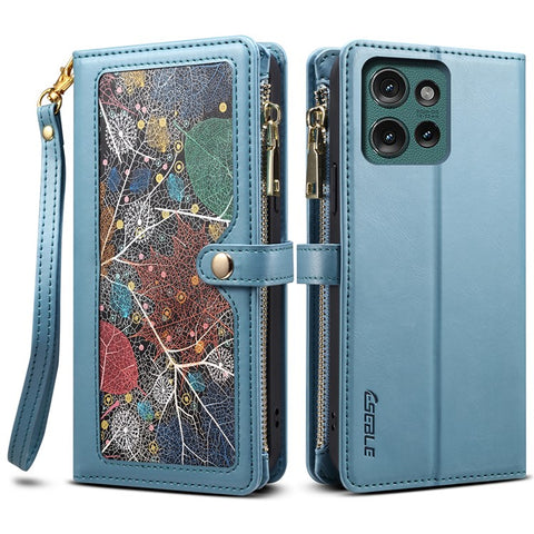 ESEBLE Galaxy Series For Motorola Edge 50 5G Case Leather Zipper Phone Cover RFID Blocking