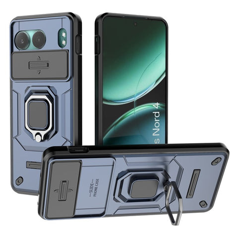 For OnePlus Nord 4 Case PC+TPU Kickstand Phone Protector with Lens Cover
