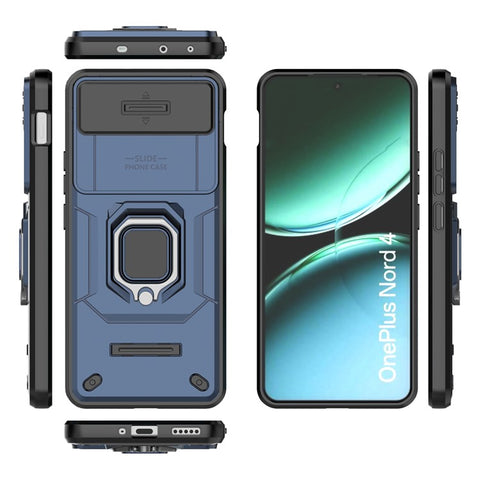 For OnePlus Nord 4 Case PC+TPU Kickstand Phone Protector with Lens Cover