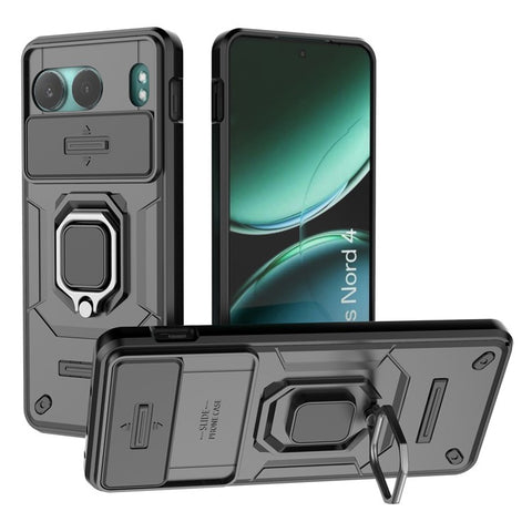 For OnePlus Nord 4 Case PC+TPU Kickstand Phone Protector with Lens Cover