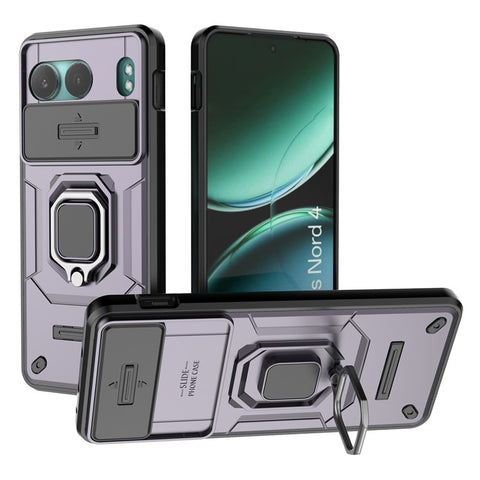 For OnePlus Nord 4 Case PC+TPU Kickstand Phone Protector with Lens Cover