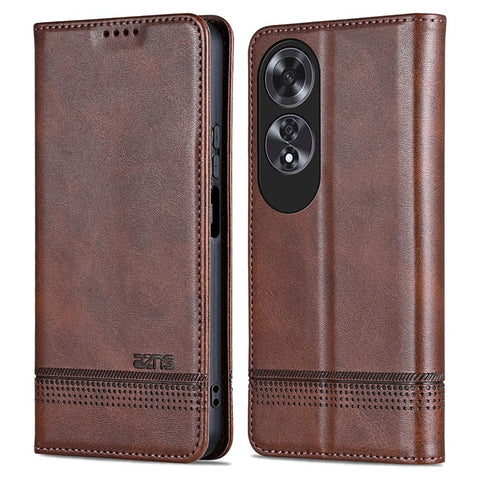 AZNS For Oppo A60 4G Case Cowhide Texture PU Leather Wallet Phone Cover