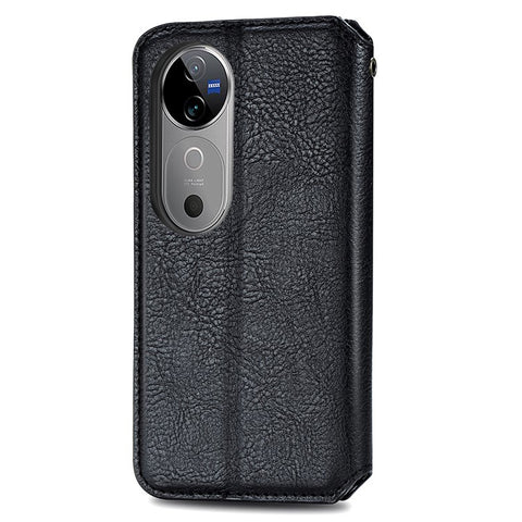 For vivo V40 5G PU Leather Case Rhombus Imprint Wallet Stand Phone Cover