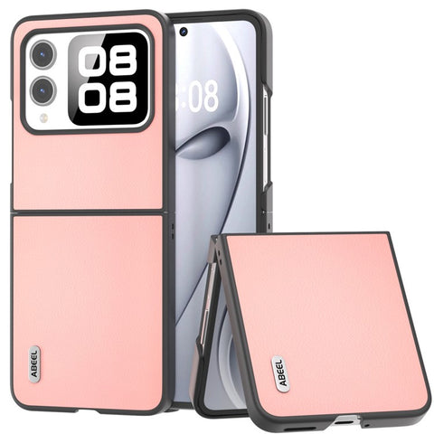 ABEEL For Huawei nova Flip 5G Case Anti-Scratch Genuine Cow Leather Back Phone Cover