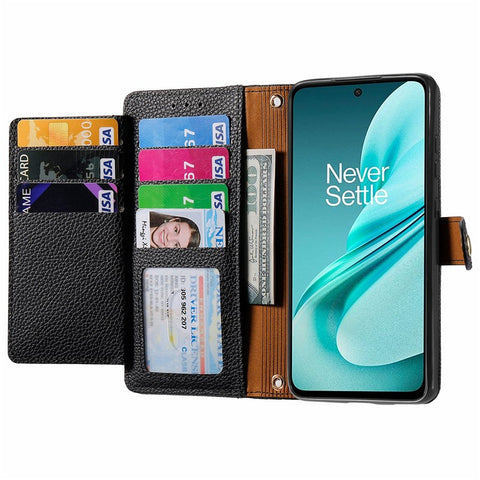 For OnePlus Nord N30 SE 5G Case RFID Blocking Zipper Pocket Leather Wallet Phone Cover