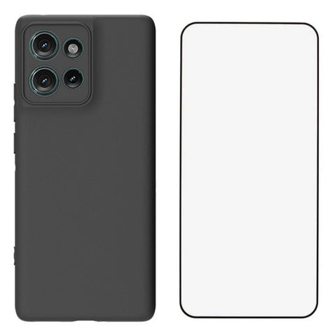 WANLONFENG MS Series for Motorola Edge 50 5G TPU Case Matte Back Cover with Tempered Glass