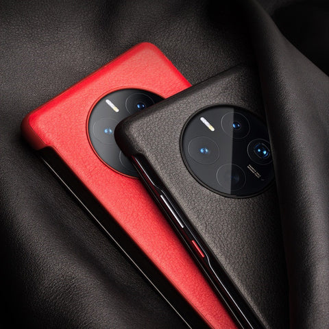QIALINO For Huawei Mate 50 Pro 4G View Window Genuine Leather Folio Flip Phone Case Touch Slide Button Auto Wake / Sleep Cover