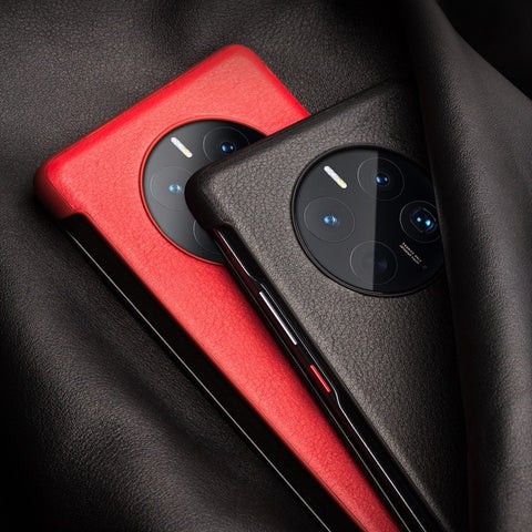 QIALINO For Huawei Mate 50 4G / Mate 50E 4G View Window Genuine Leather Touch Slide Button Phone Case with Auto Wake / Sleep