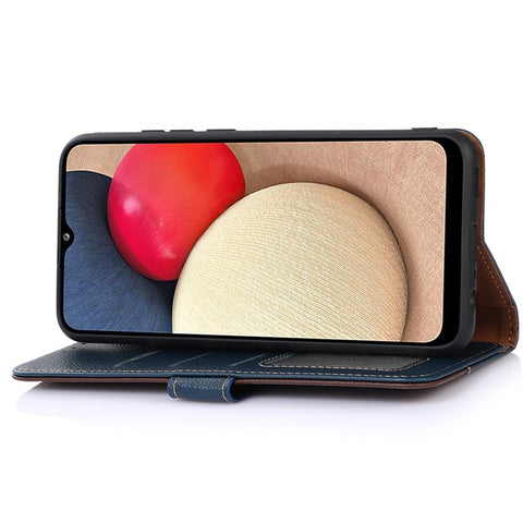KHAZNEH For Motorola Edge 30 Neo 5G RFID Blocking Litchi Texture PU Leather Phone Case Stand Wallet Folio Flip Cover